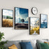 Canvas Landscape Different Shapes 5 PC set (1 Clock + 4 Rectangle)