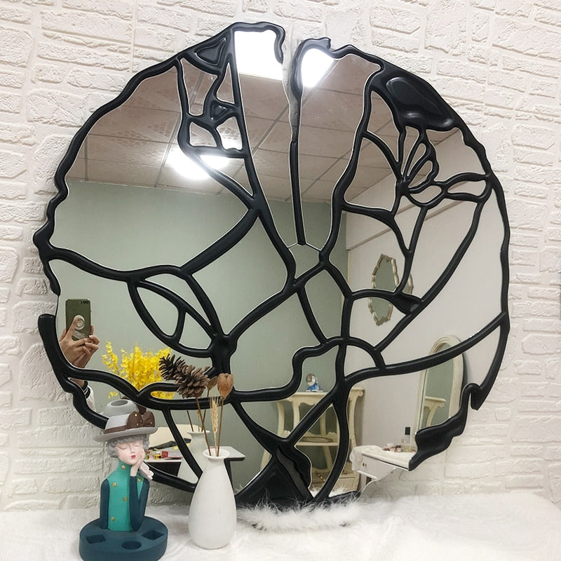 Mirror  -Makeup Wood Wall Mirror Art Aesthetic Large Round Mirror