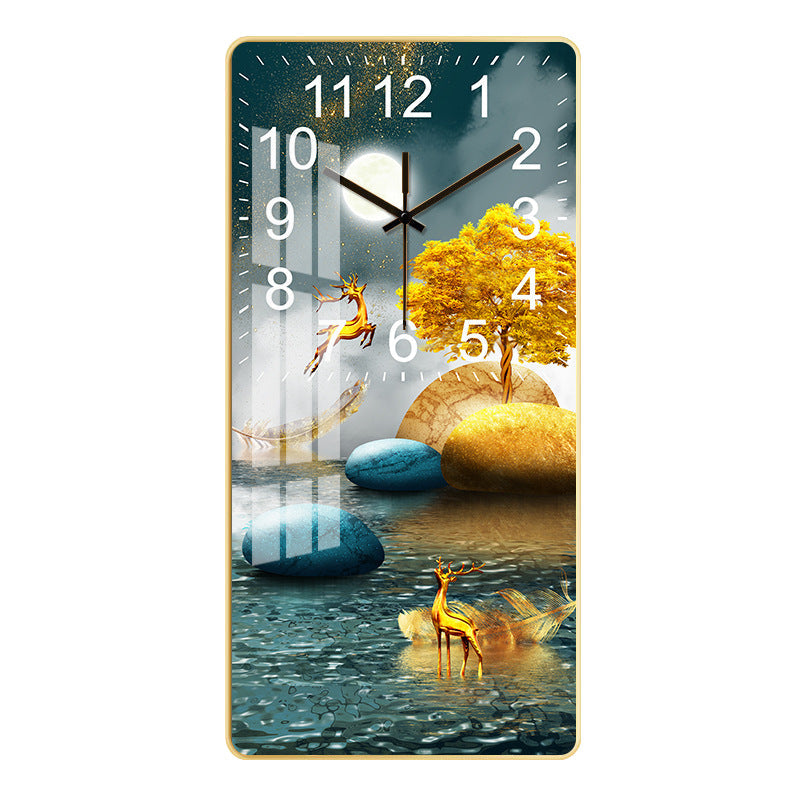 Rectangular Vertical Crystal Porcelain Clock Wall Hanging