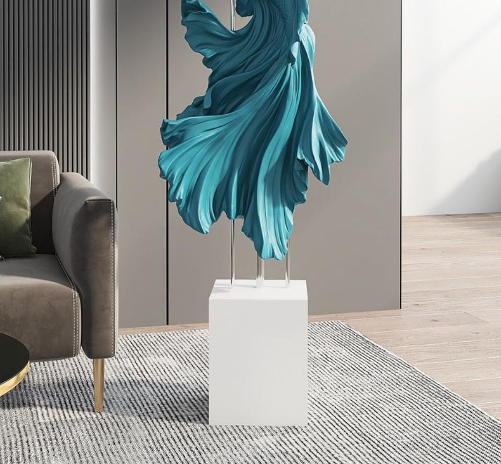 Floor Free Standing Large Ornament - Fighting Fish