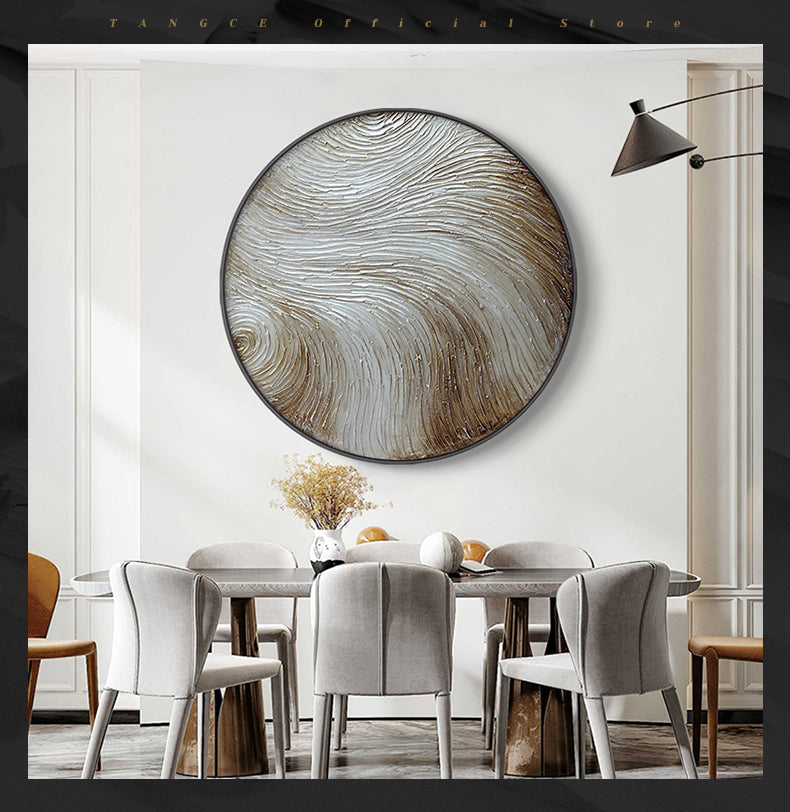 FINAL Single Circle Canvas / Crystal Porcelain / LED Wall Art Lamp Abstract Wall Hanging