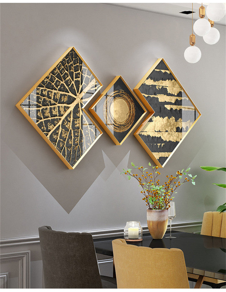 Canvas Landscape Different Shapes 3 PC set - Gold and Black Abstract