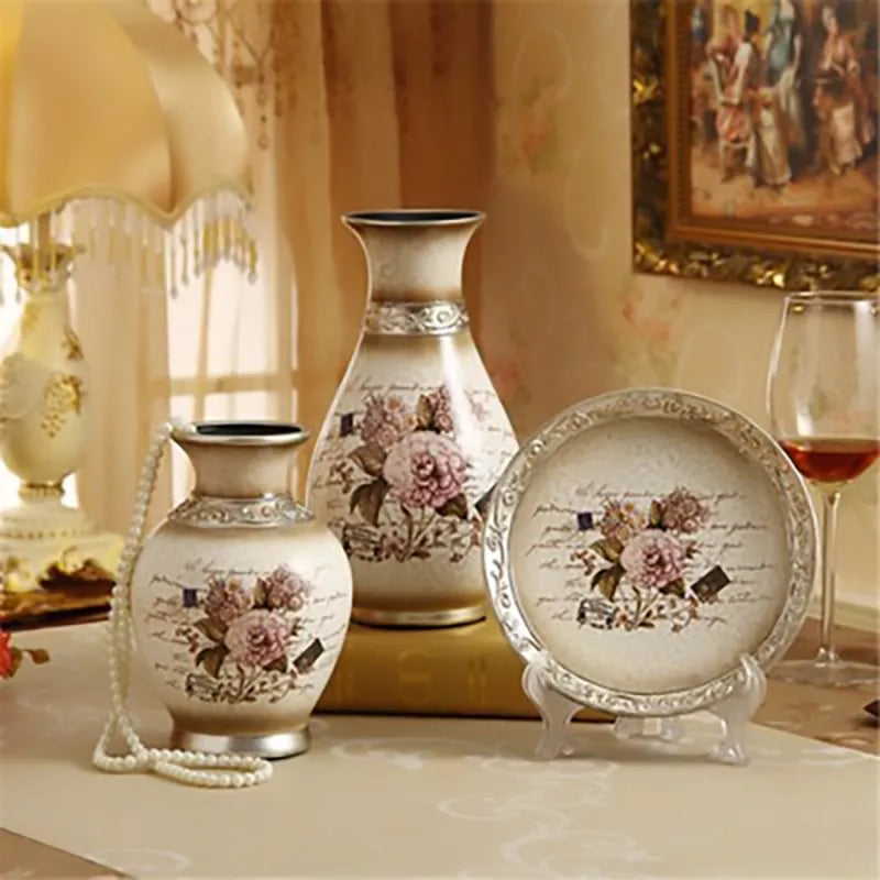 Ceramic 3PC Vases/ Jars set  With Ceramic Plate