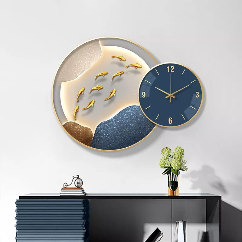 Clock Circle Crystal Porcelain Abstract Wall Hanging