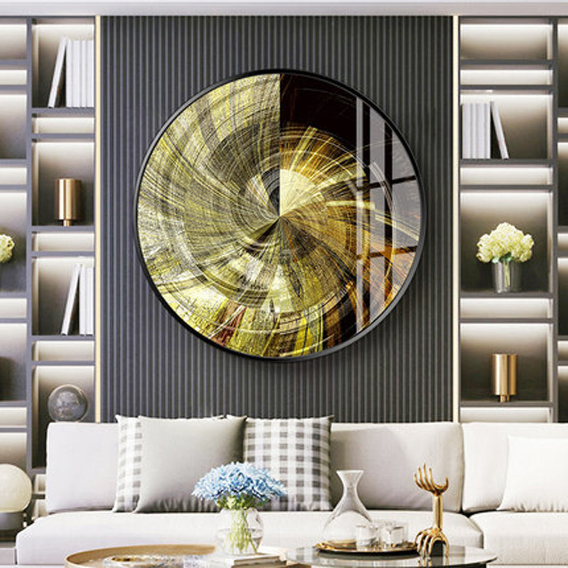 FINAL Single Circle Canvas / Crystal Porcelain / LED Wall Art Lamp Abstract Wall Hanging