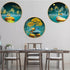 3PC Same Size Circle Canvas / Crystal Porcelain / LED Wall Art Lamp Abstract Wall Hanging