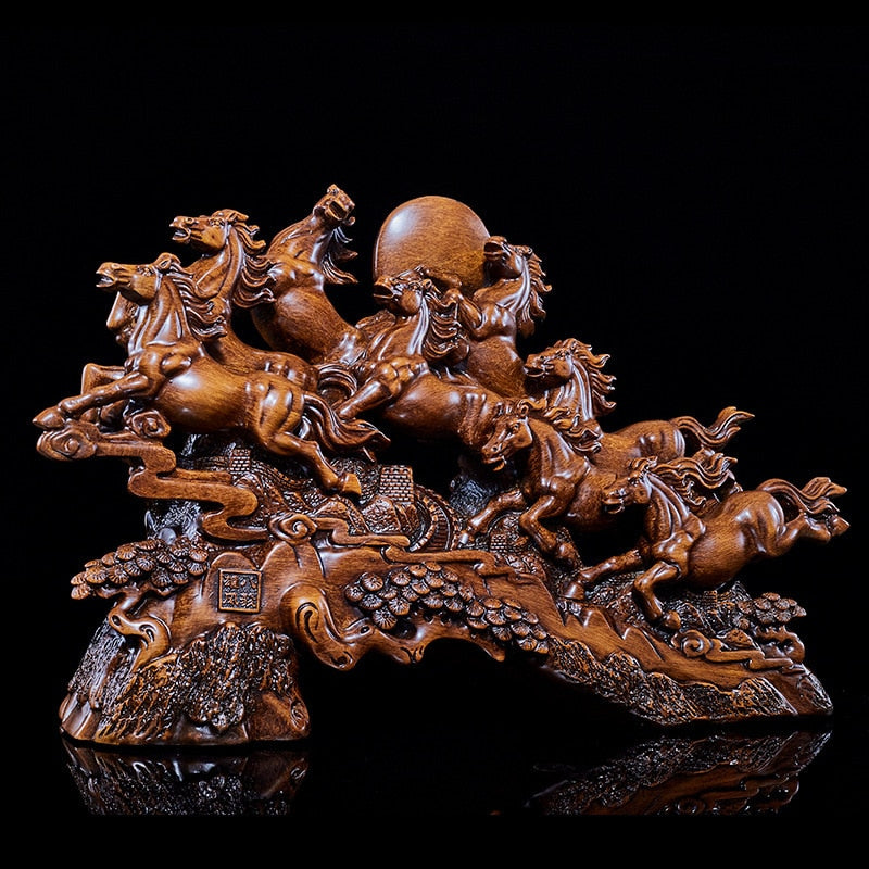 Animal Ornament - Resin Horse  Chinese Style Lucky Eight Horses Resin Auspicious Gifts