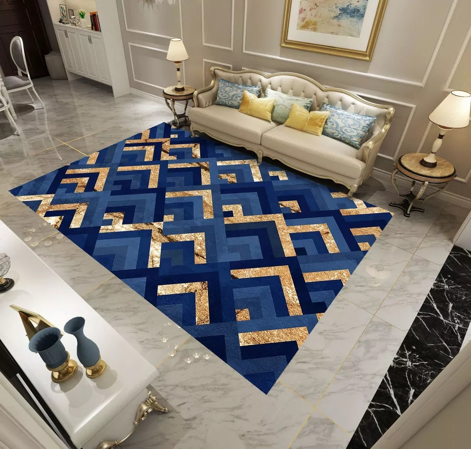 Living Room Designer Carpets - Blue Abstract designs