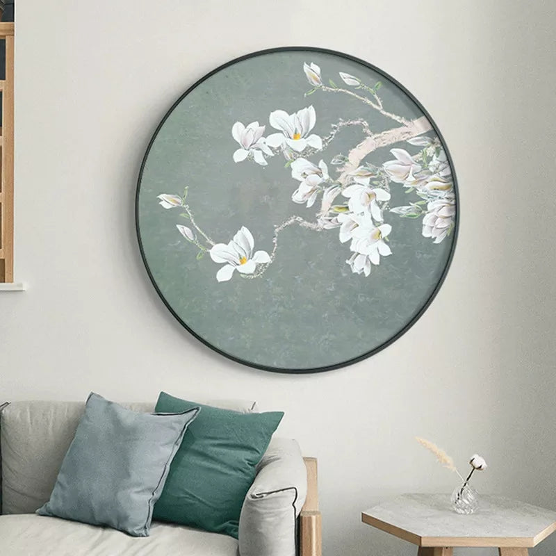 FINAL Single Circle Canvas / Crystal Porcelain / LED Wall Art Lamp Abstract Wall Hanging