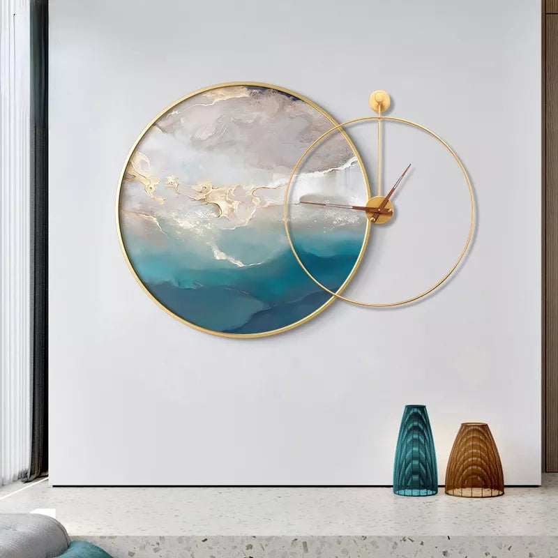 Circle Metal Clock and Circle Crystal Porcelain Wall Hanging