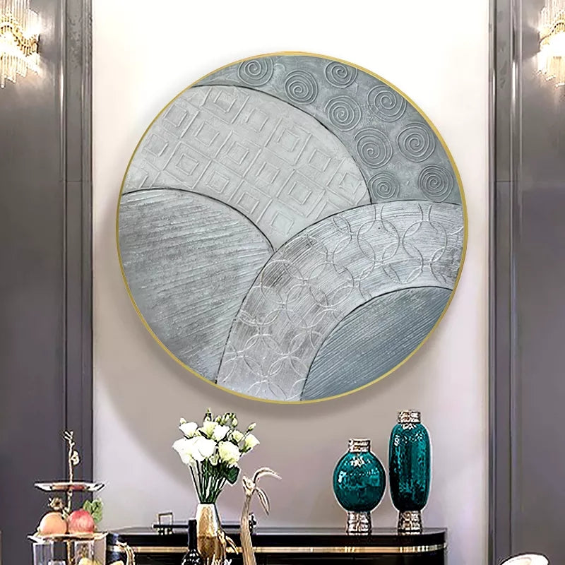 FINAL Single Circle Canvas / Crystal Porcelain / LED Wall Art Lamp Abstract Wall Hanging