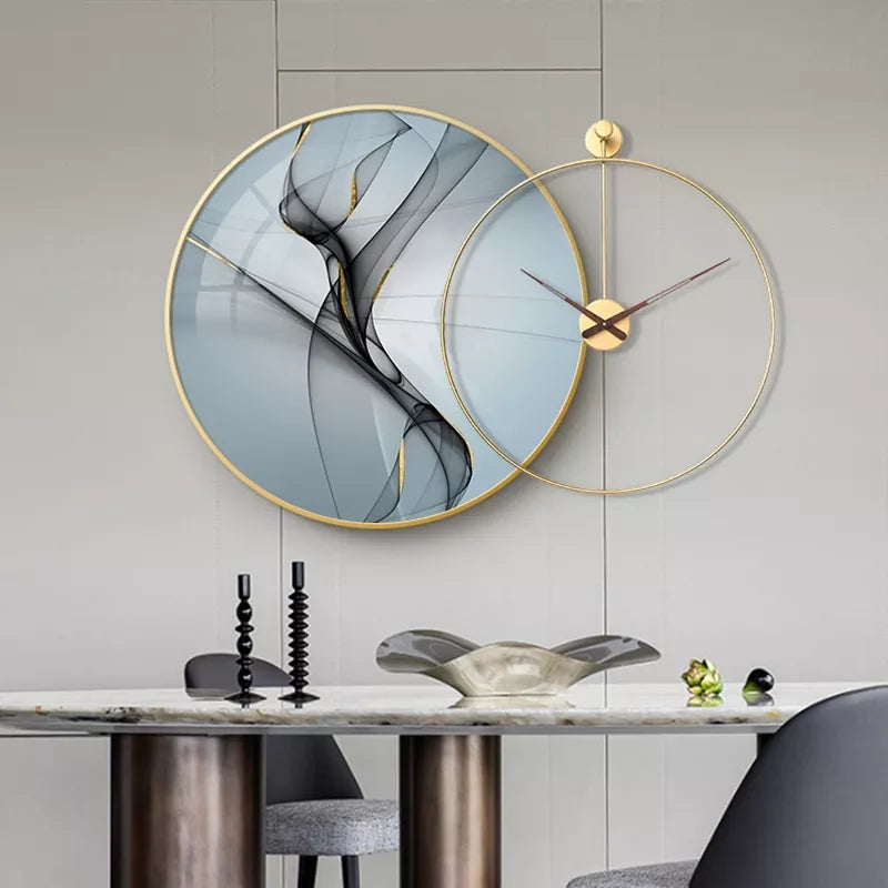 Circle Metal Clock and Circle Crystal Porcelain Wall Hanging