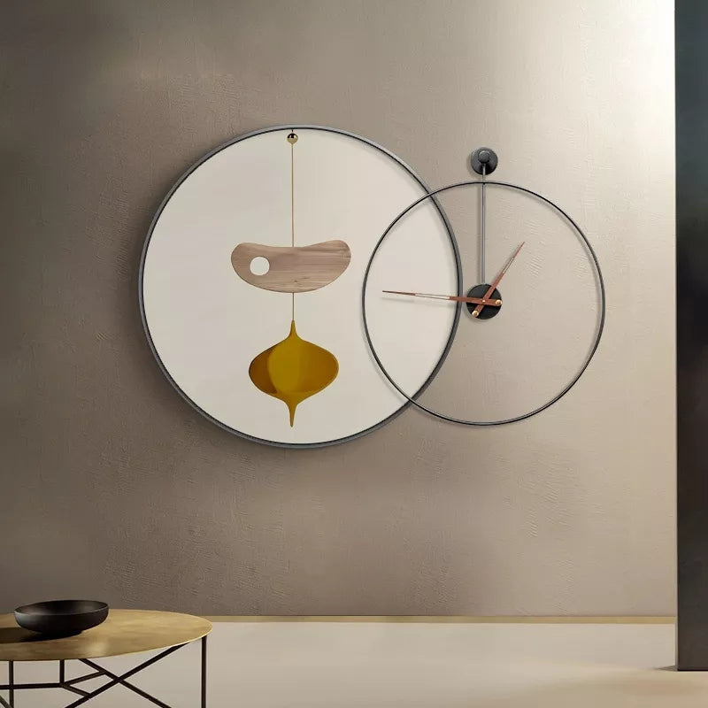 Circle Metal Clock and Circle Crystal Porcelain Wall Hanging