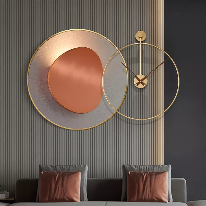 Metal Circle Clock - Crystal Porcelain Abstract Wall Hanging