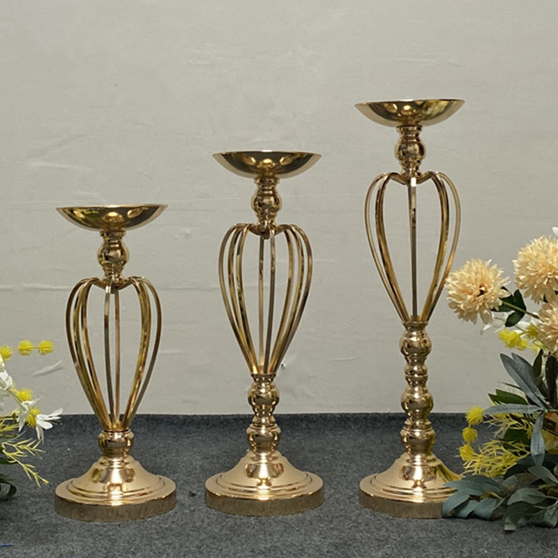 Candle Holders - Gold Candle Holders Flowers Vase Decoration