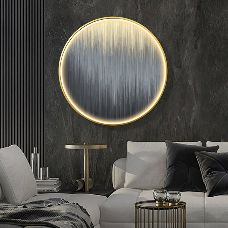 FINAL Single Circle Canvas / Crystal Porcelain / LED Wall Art Lamp Abstract Wall Hanging