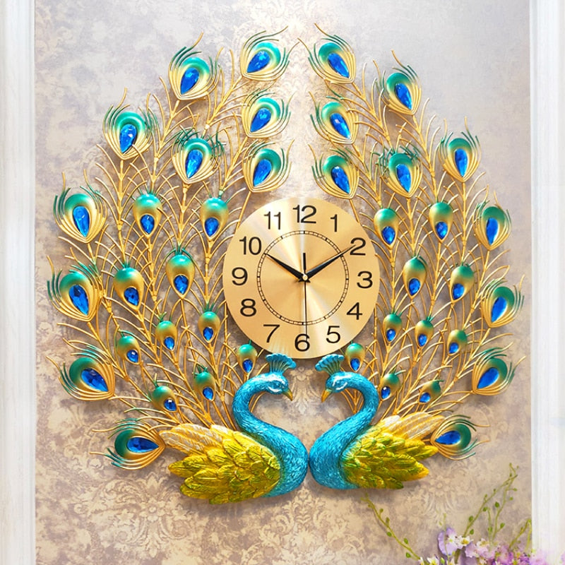 Peacock Clock - Wall clock living room household fashion Art