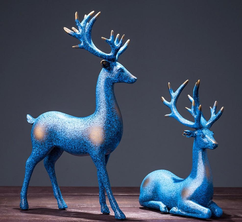 Standing Disk - Decorative Standing Disk with Modern Luxury Lucky Deer Resin Set