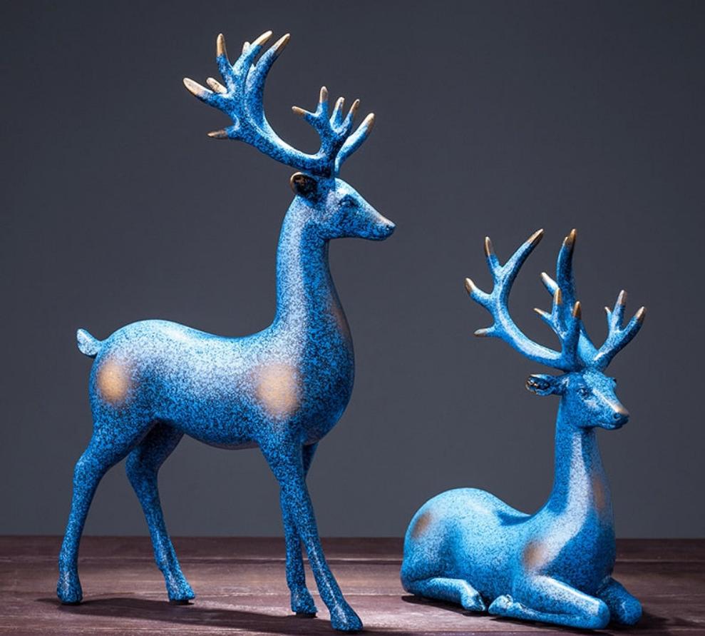 Standing Disk - Decorative Standing Disk with Modern Luxury Lucky Deer Resin Set