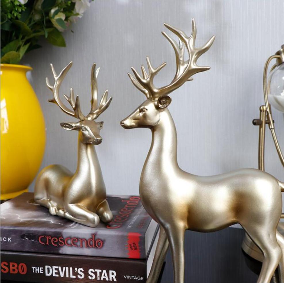 Standing Disk - Modern Luxury Resin Lucky Deer and Decorative Standing Disk Set