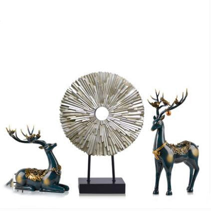 Standing Disk - Modern Luxury Resin Lucky Deer and Decorative Standing Disk Set