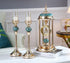 Candle Holders - Metal Candlestick Gold Columns and table Clock