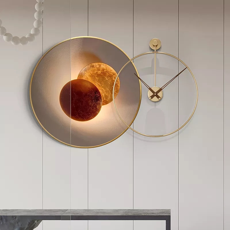 Metal Circle Clock - Crystal Porcelain Abstract Wall Hanging