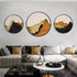 2+1 PC Circle Canvas / Crystal Porcelain / LED Wall Art Lamp Abstract Wall Hanging