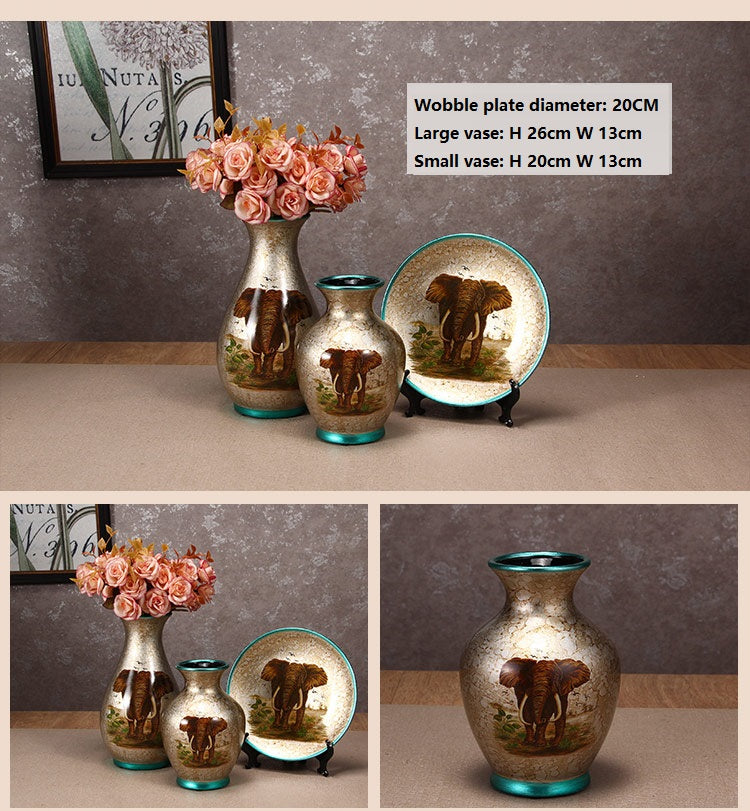 Ceramic 3PC Vases/ Jars set  With Ceramic Plate