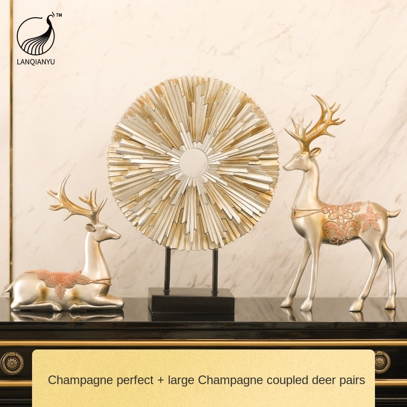 Standing Disk - Modern Luxury Resin Lucky Deer and Decorative Standing Disk Set