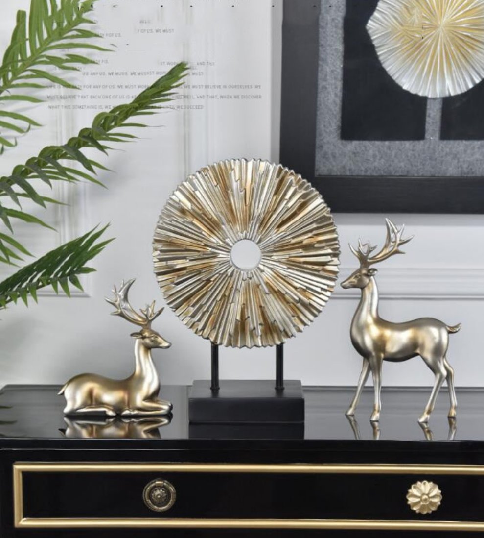 Standing Disk - Modern Luxury Resin Lucky Deer and Decorative Standing Disk Set