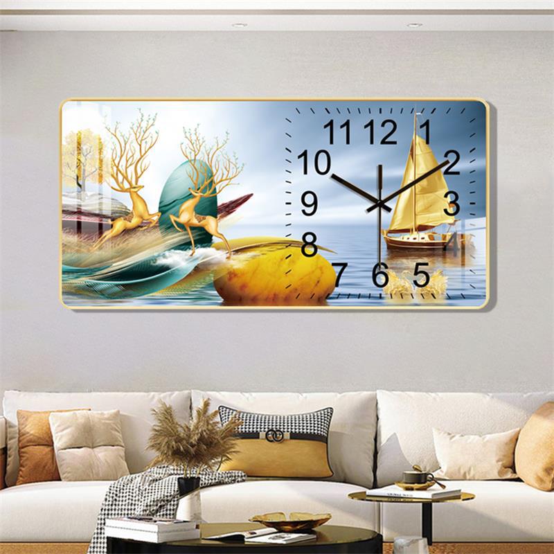 FINAL Rectangular Landscape Crystal Porcelain Clock Wall Hanging