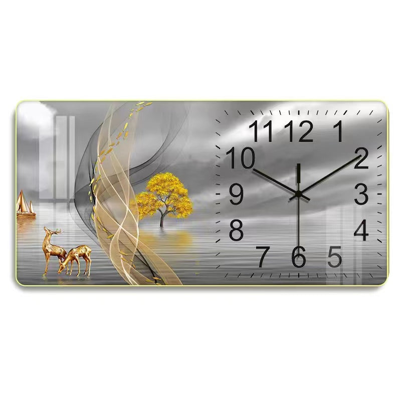 FINAL Rectangular Landscape Crystal Porcelain Clock Wall Hanging