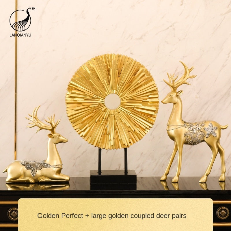 Standing Disk - Modern Luxury Resin Lucky Deer and Decorative Standing Disk Set