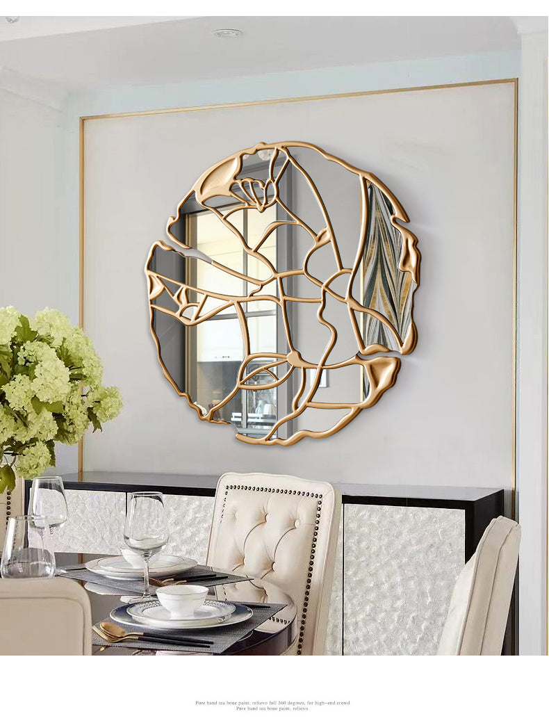 Mirror  -Makeup Wood Wall Mirror Art Aesthetic Large Round Mirror