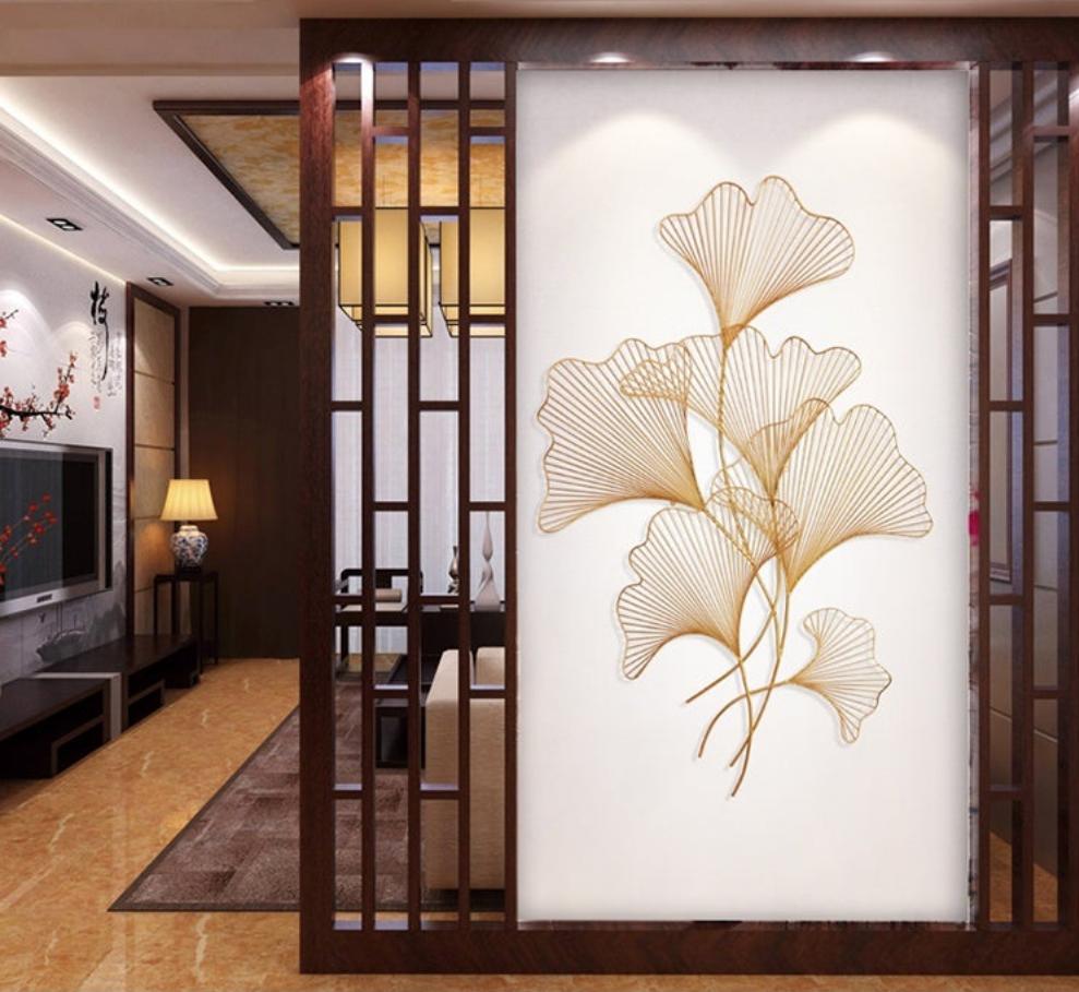 Metal Wall Art -  Wrought Iron Ginkgo Leaves Wall Hanging Decoration