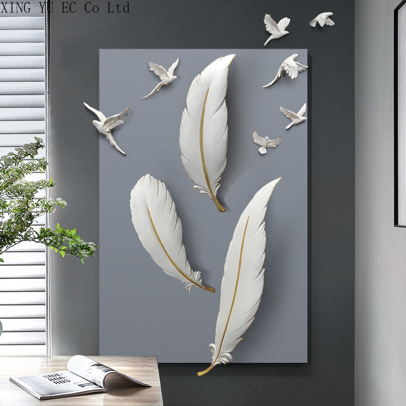 Resin Wall Art - Luxury Feather Resin Wall Decoration