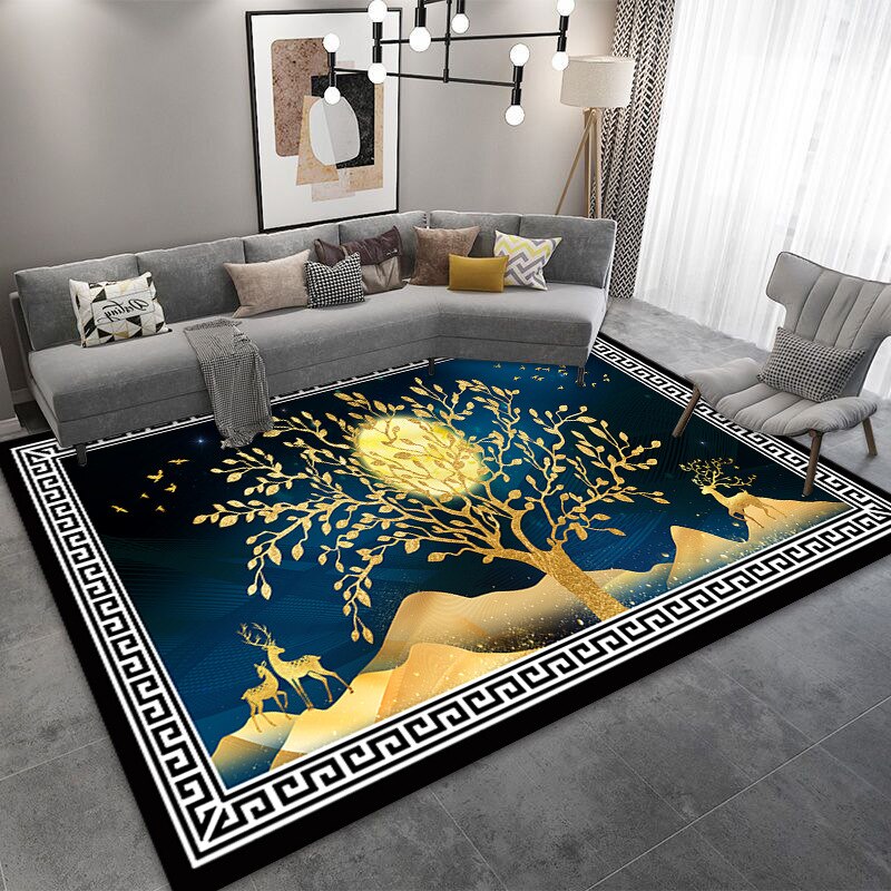 Living Room Designer Carpets - Gold and Deer