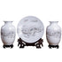Ceramic Plate / Chinese Pot - Porcelain White Three Piece Vase Decoration Modern Chinese Style