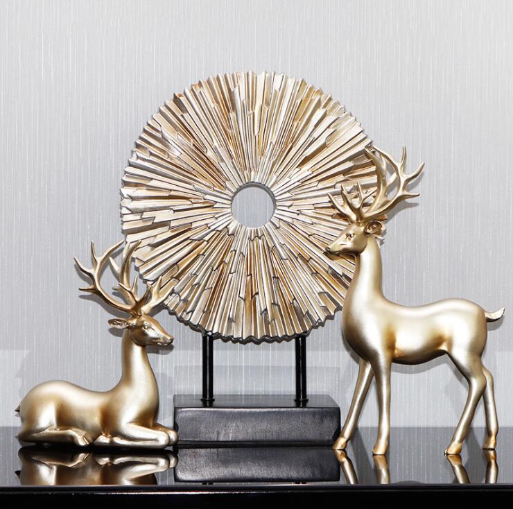 Standing Disk - Modern Luxury Resin Lucky Deer and Decorative Standing Disk Set