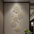 Metal Wall Art -  Background Wall Decoration Simulation Pond Goldfish Lotus Leaf Coral Golden Decoration