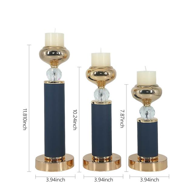 Candleholders -  Metal Crystal Pillar Shape