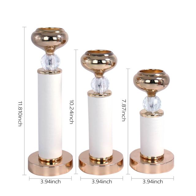 Candleholders -  Metal Crystal Pillar Shape