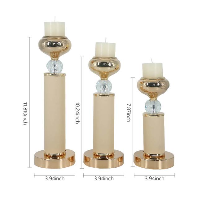 Candleholders -  Metal Crystal Pillar Shape