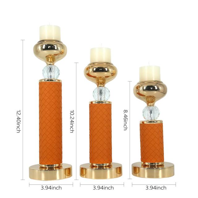 Candleholders -  Metal Crystal Pillar Shape