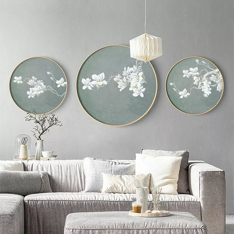 FINAL Single Circle Canvas / Crystal Porcelain / LED Wall Art Lamp Abstract Wall Hanging