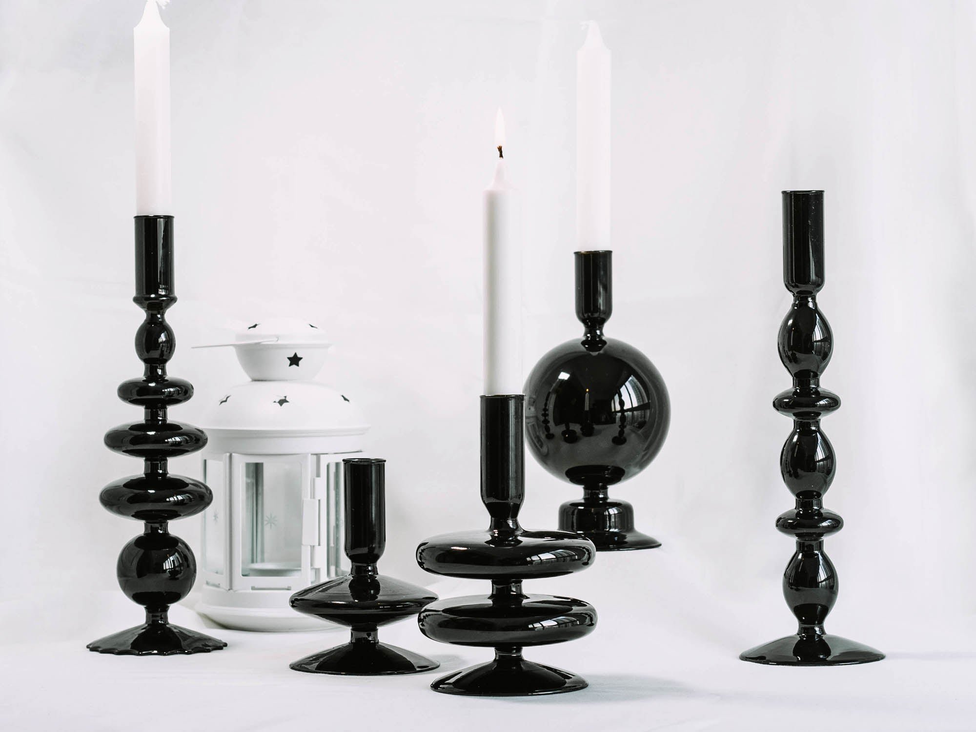 Candleholder -  Black Glass Flower Vase