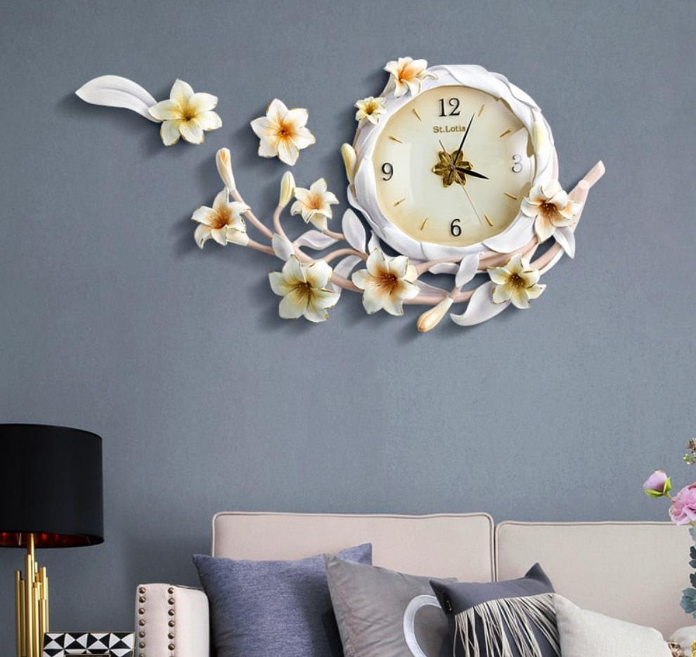 Resin Clock  - Flower Painting Wall Clock