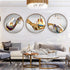 3PC Same Size Circle Canvas / Crystal Porcelain / LED Wall Art Lamp Abstract Wall Hanging