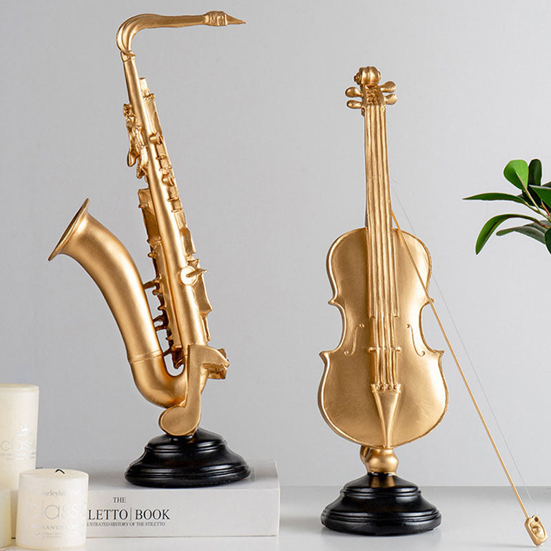 FINAL Music Band Gold Violin Artware Sculpture